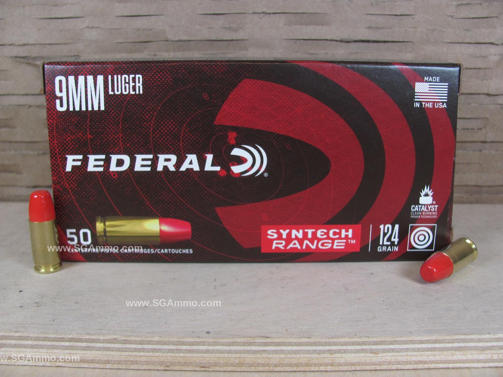 50 Round Box - 9mm Luger 124 Grain TSJ Federal Syntech American Eagle Ammo - AE9SJ2